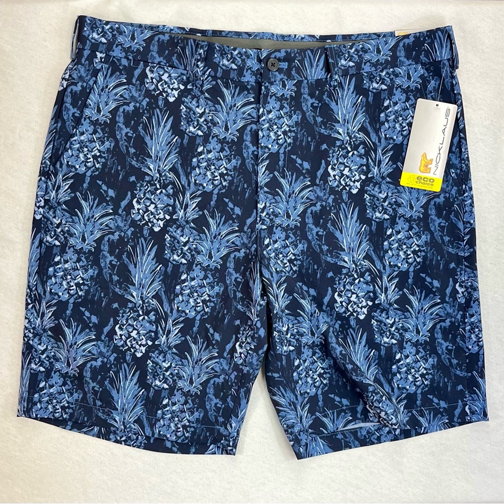 Jack Nicklaus Moisture Wick 4-Pocket Stretch Golf Shorts Blue Print Men’s 36